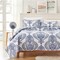 Soft Microfiber Reversible Blue/White Baroque Design Quilt Set